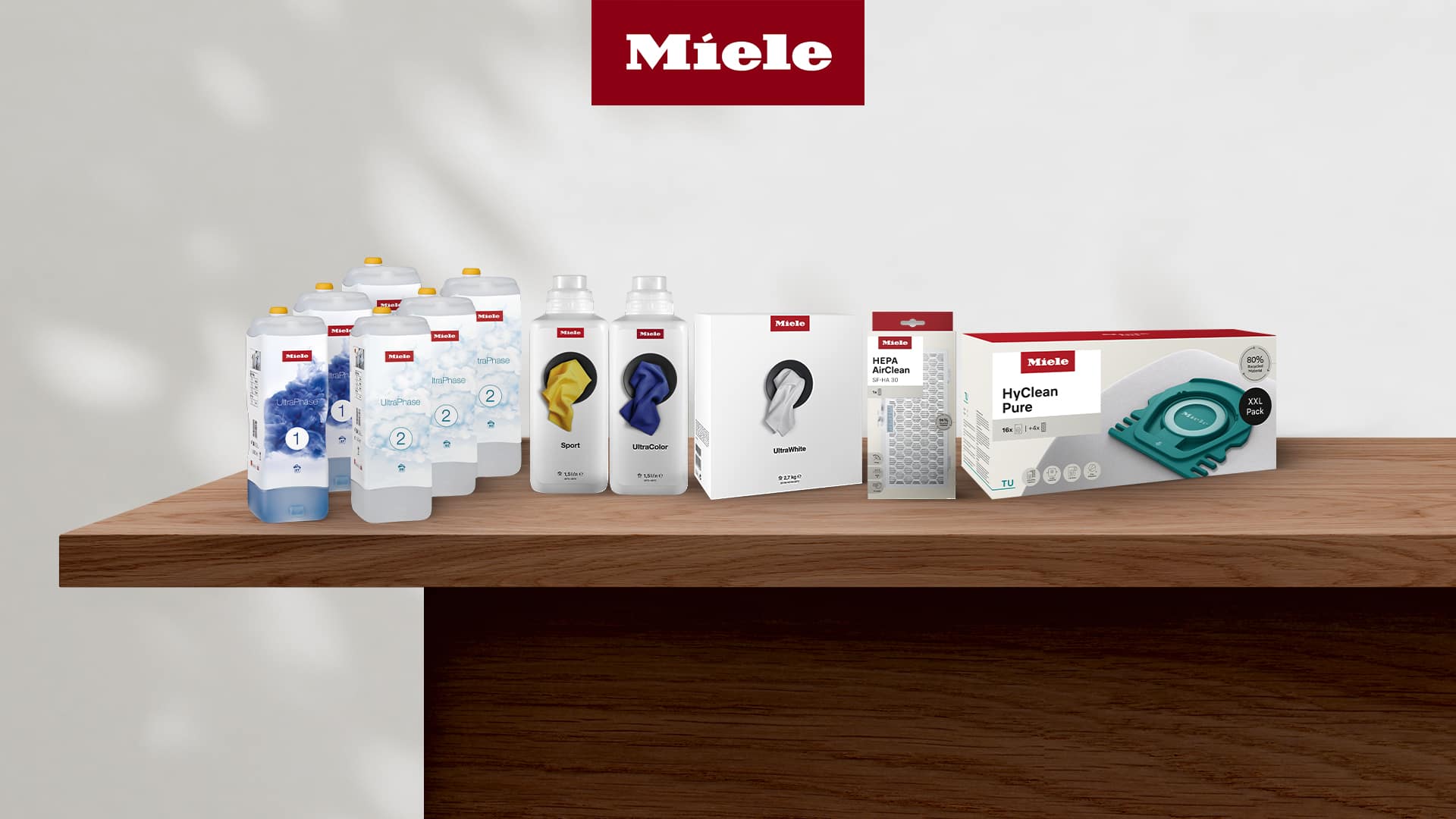 Miele tilbehør på en bordplade