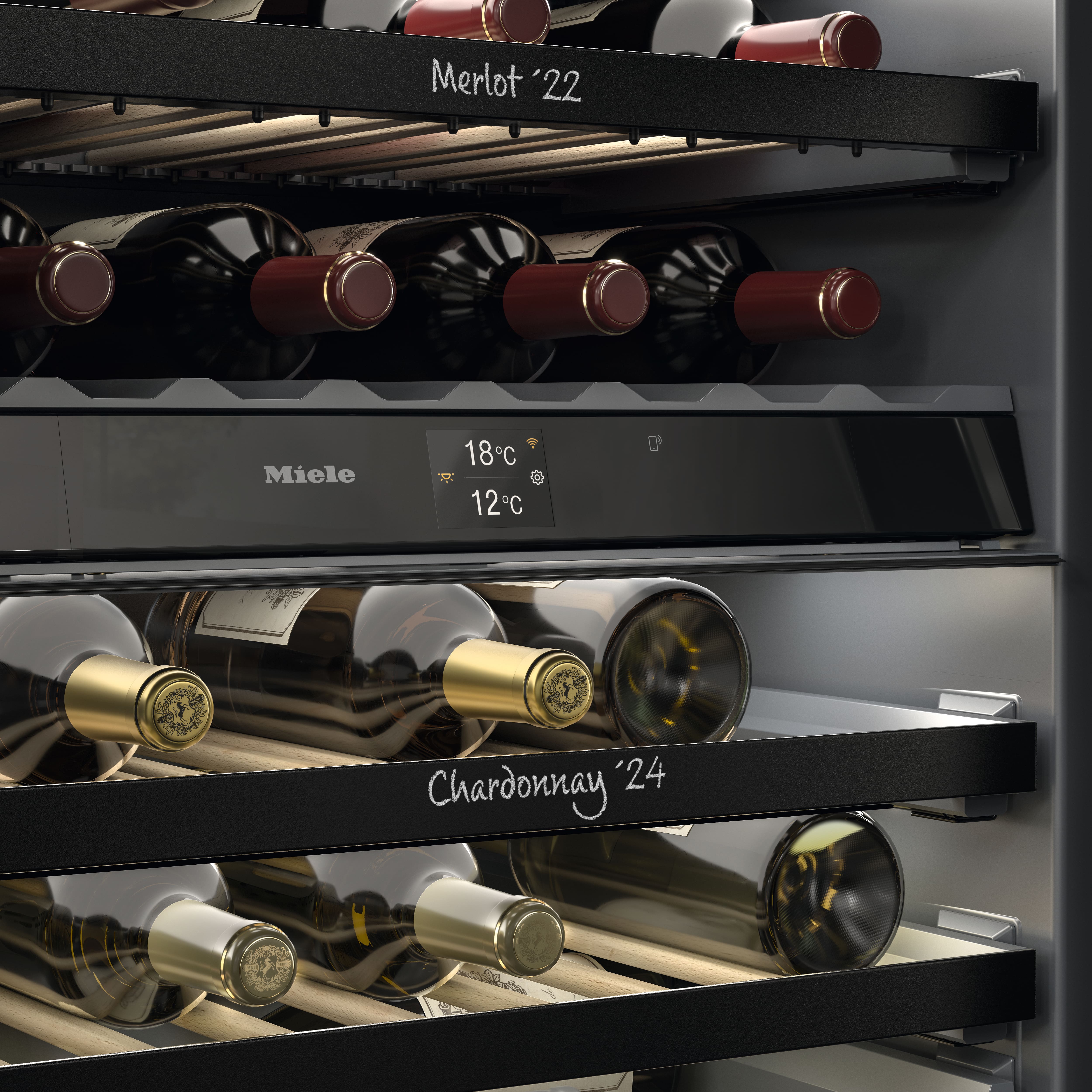 Miele - KWTUS 7096 E Obsidiansort glas – Vinkøleskabe - 3