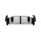 Curved black plastic bumper grille insert with horizontal slats and side mounting brackets on a white background.