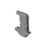 Isometric view of a gray plastic mounting clip or bracket with T-shaped profile, likely for panel or cable management.