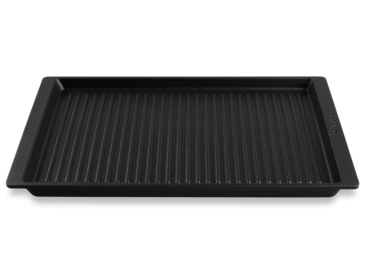 GGRP - Gourmet плоча за печене Правоъгълна тава за скара от черен чугун с изпъкнали ребра, погледната отгоре.