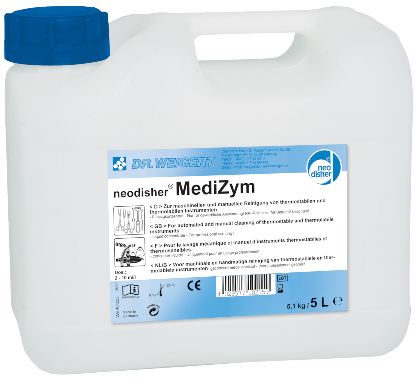 Neodisher Medizym 5l Detergent product photo Front View ZOOM