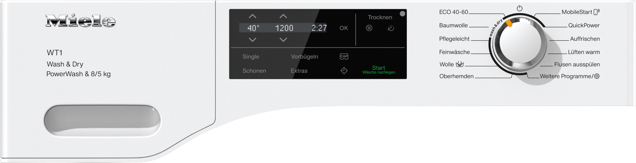 Miele - WTI360 WPM PWash 8/5kg Lotosweiß – Waschtrockner - 2