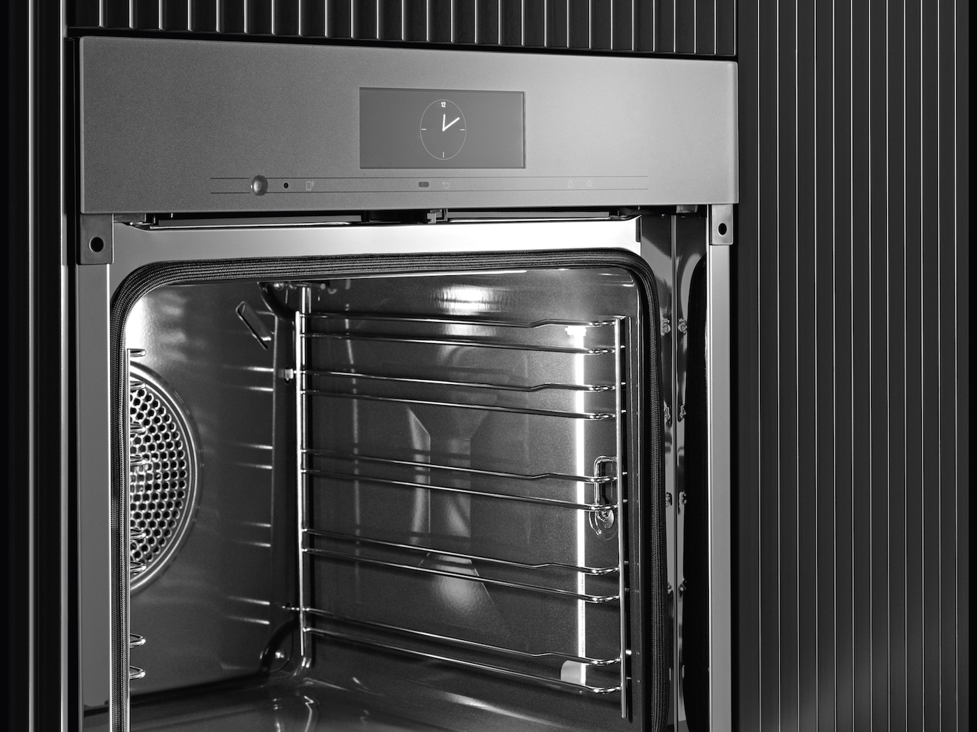 H 7860 BP PureLine CleanSteel Pyrolytic Oven product photo Laydowns Back View ZOOM