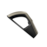 Sleek D-shaped carabiner clip in black and gray with textured grip and white gate, isolated on white background.