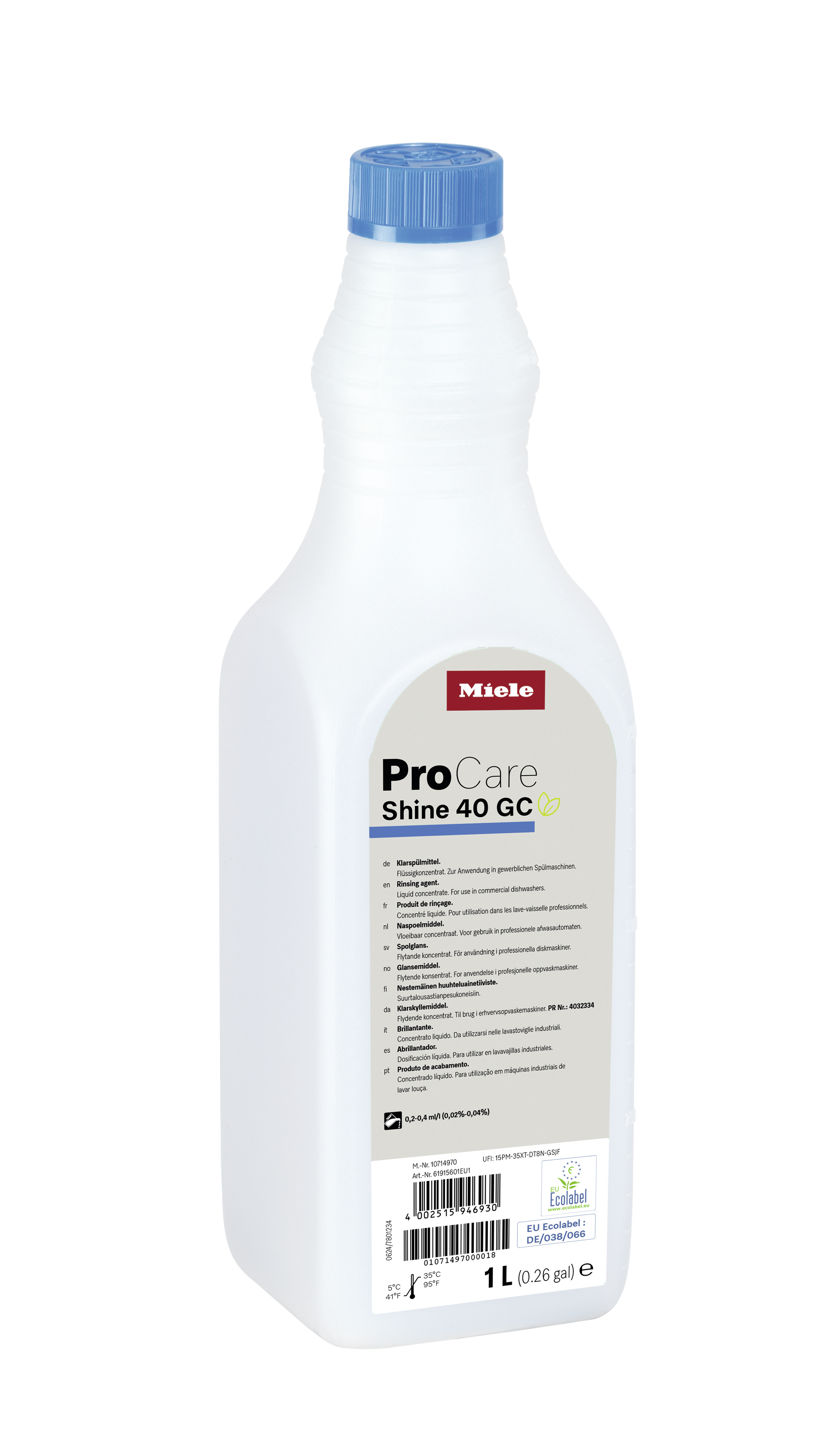 Miele - ProCare Shine 40 GC - 1 l – Produits de lavage ProCare Shine - 1