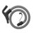 Coiled black corrugated vacuum hose with Y-shaped handle and power connector, isolated on white background.