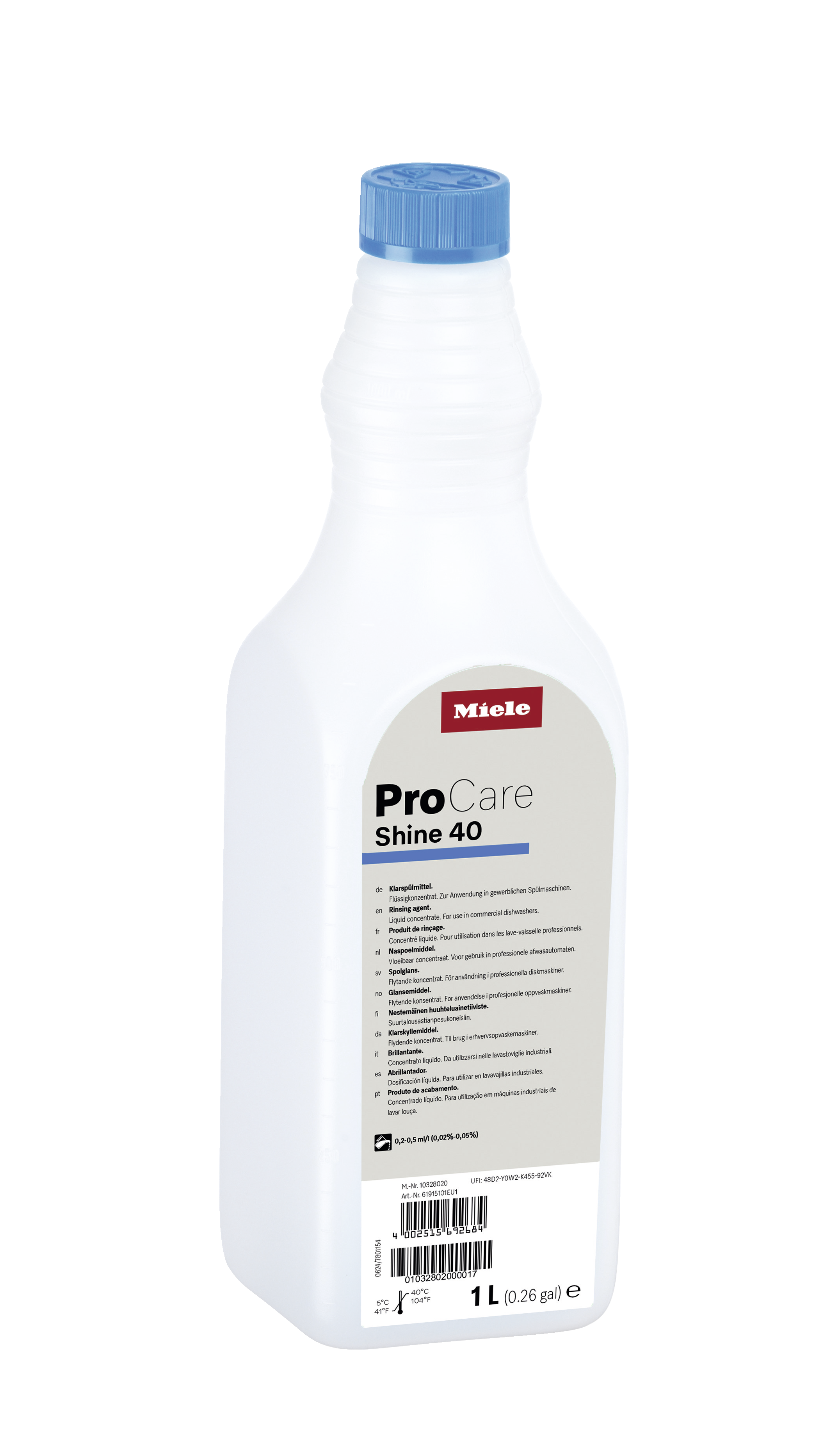 Miele - ProCare Shine 40 - 1 l – Produits de lavage ProCare Shine - 1 Miele - ProCare Shine 40 - 1 l – Produits de lavage ProCare Shine - 1