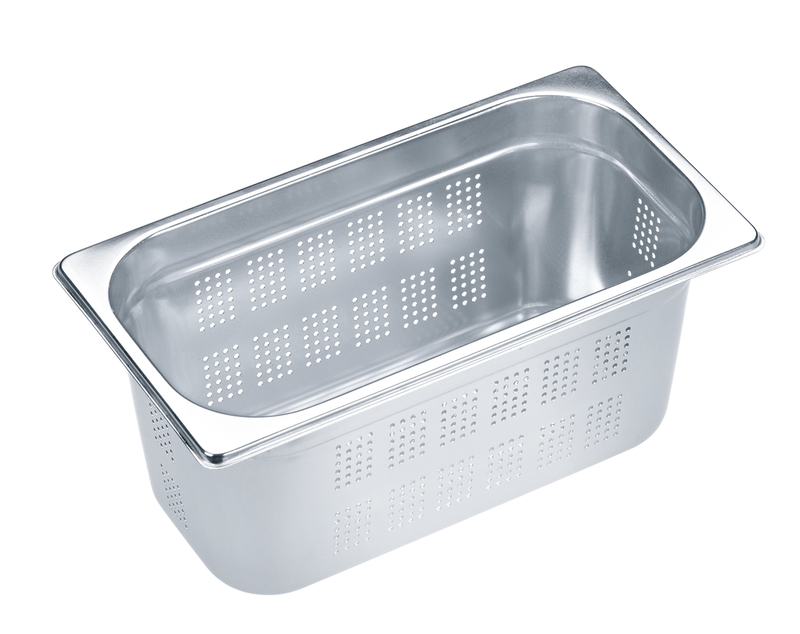 Perforated steam cooking containers