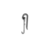 Isolated gray plastic hook clip with curved top and small locking latch, shown on white background.