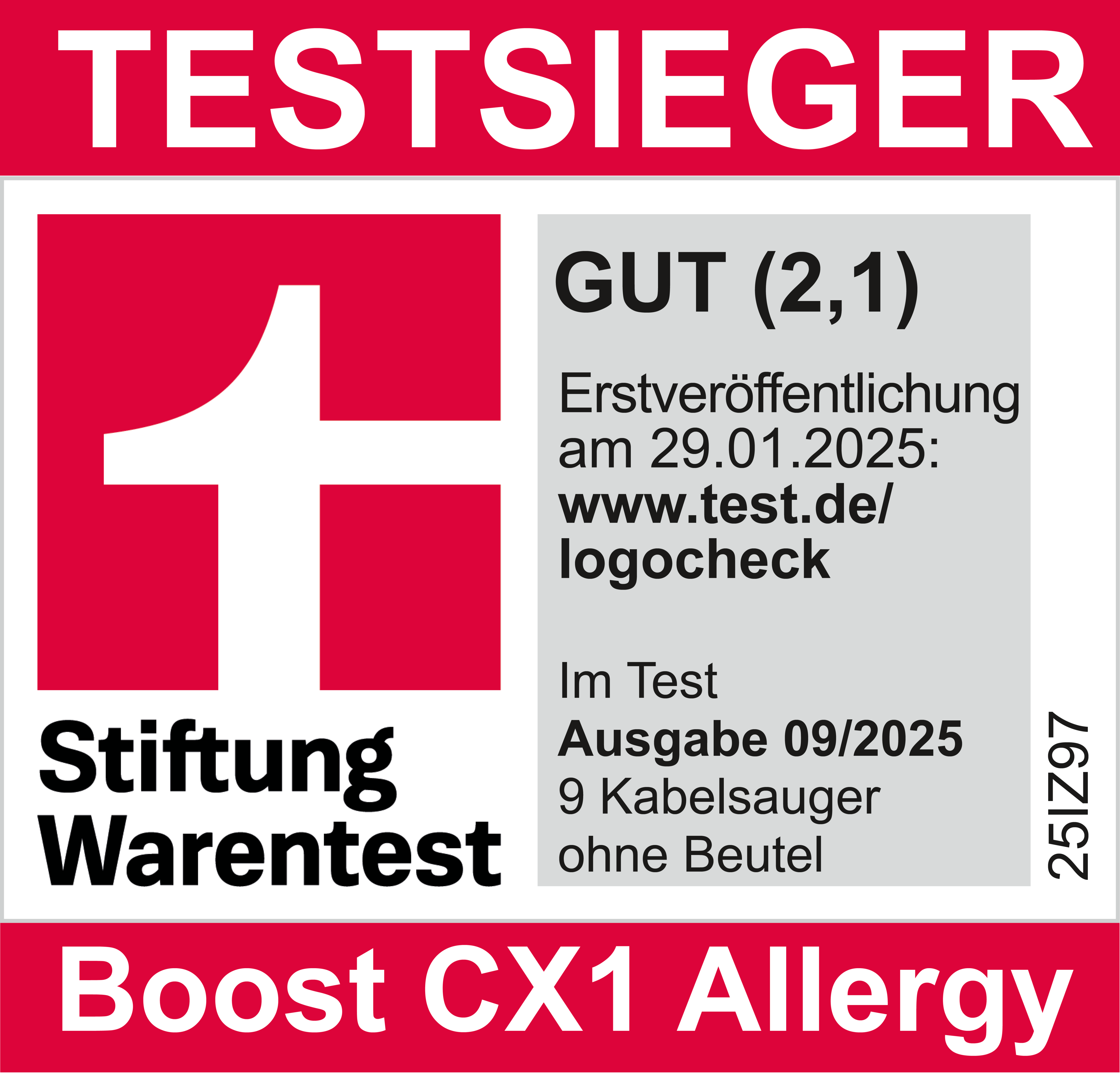 Auszeichnungssymbol für Boost CX1 Allergy