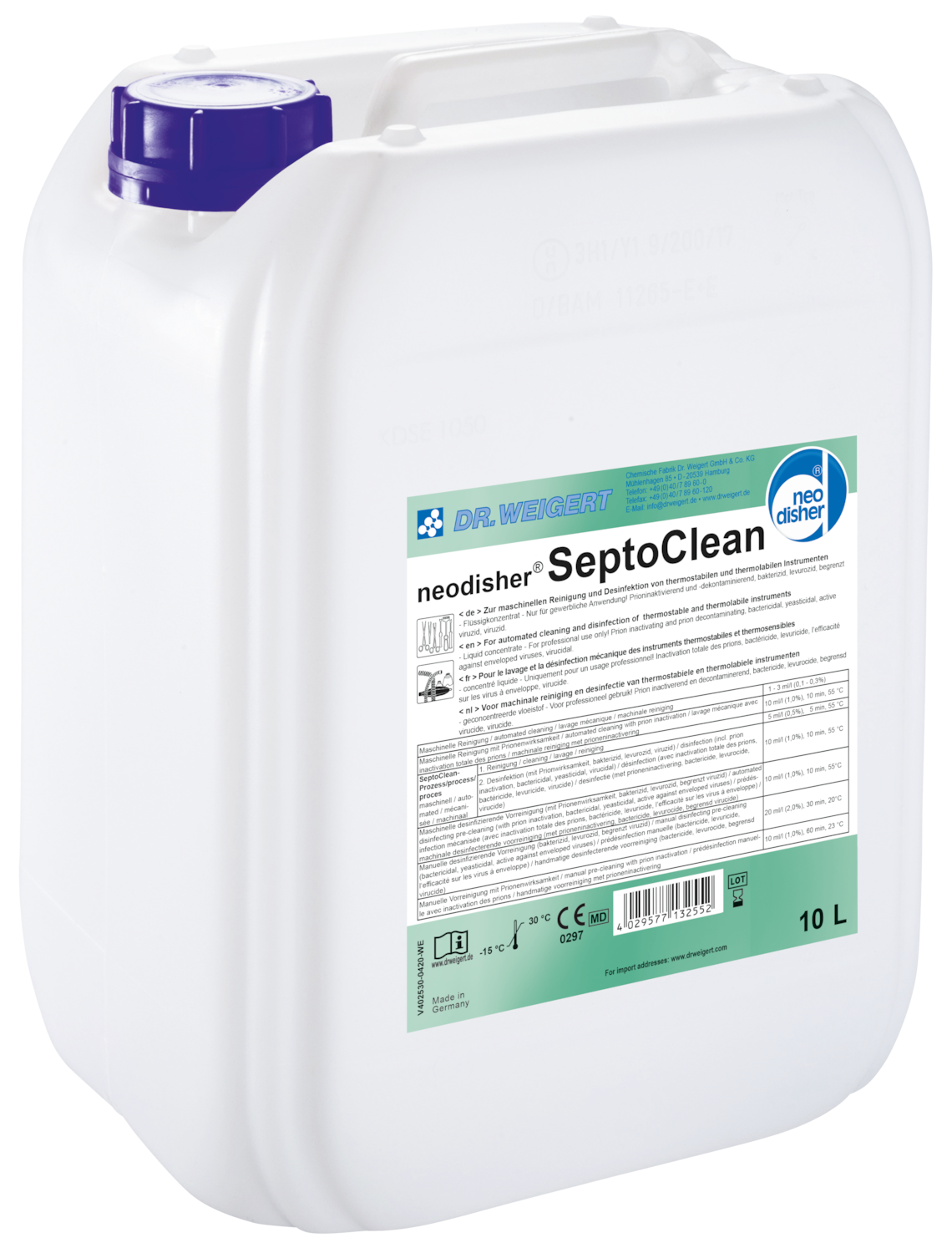 Neodisher Septo Clean 10l product photo Front View ZOOM