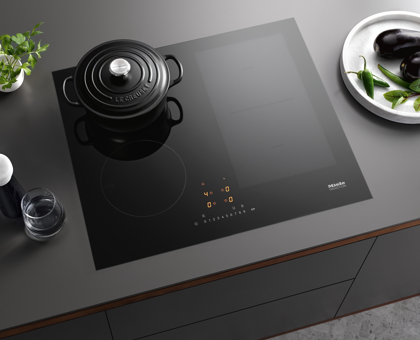 KM 7464 FL Induction Cooktop product photo Laydowns Back View ZOOM