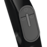 Close-up of a black device handle showing an oval control panel with a power button, rotation icons, and a central slider.