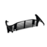 Black plastic automotive grille insert with horizontal slats and mounting brackets, isolated on white background.