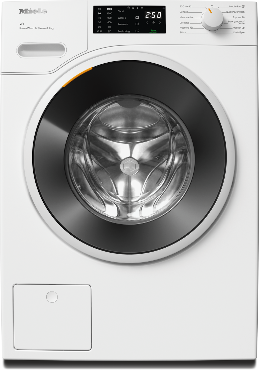 WWD380 WCS PWash&Steam&9kg - W1 front loader washing machine: Factual image