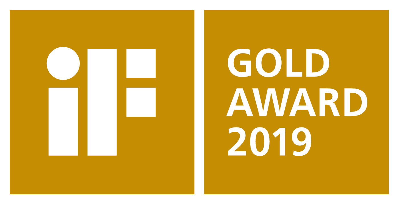 iF Design Award Gold 2019 logo in gold, showing the iF symbol and the text “GOLD AWARD 2019.”