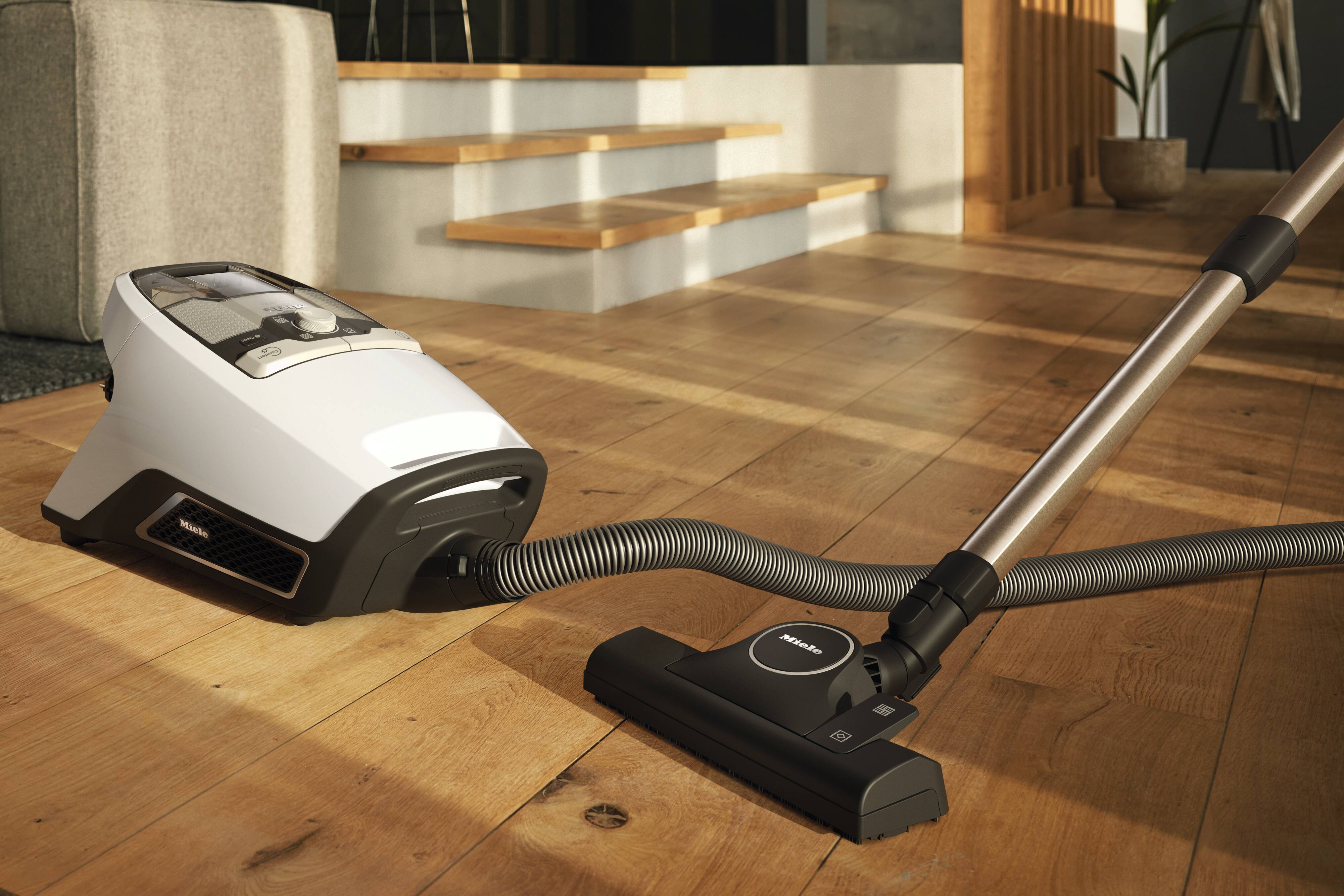 Miele Blizzard CX1 vacuum cleaner in living room Miele Blizzard CX1 vacuum cleaner in living room