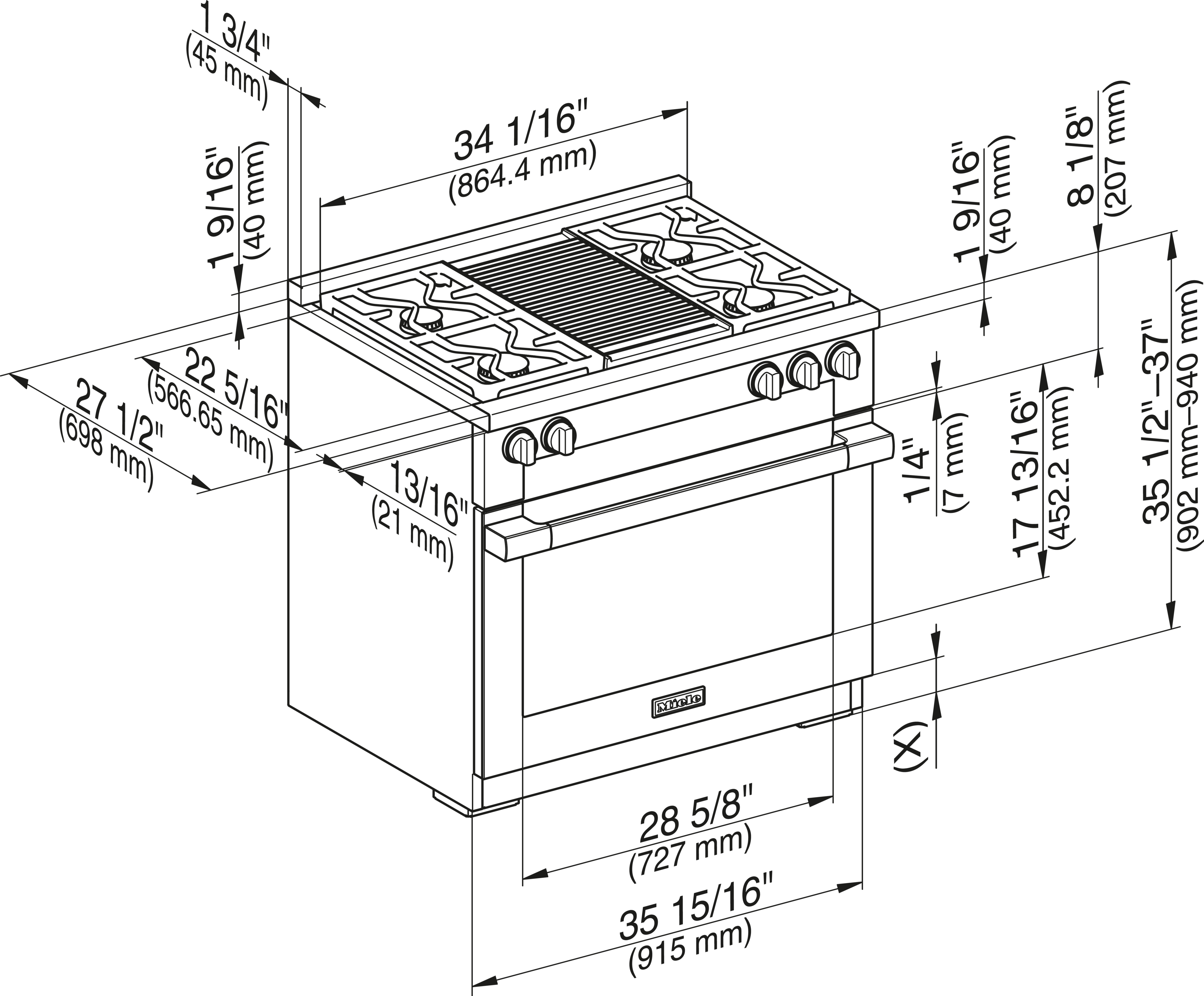 Miele - HR 1935-3 G DF GR Stainless steel/Clean Touch Steel – Ranges - 4