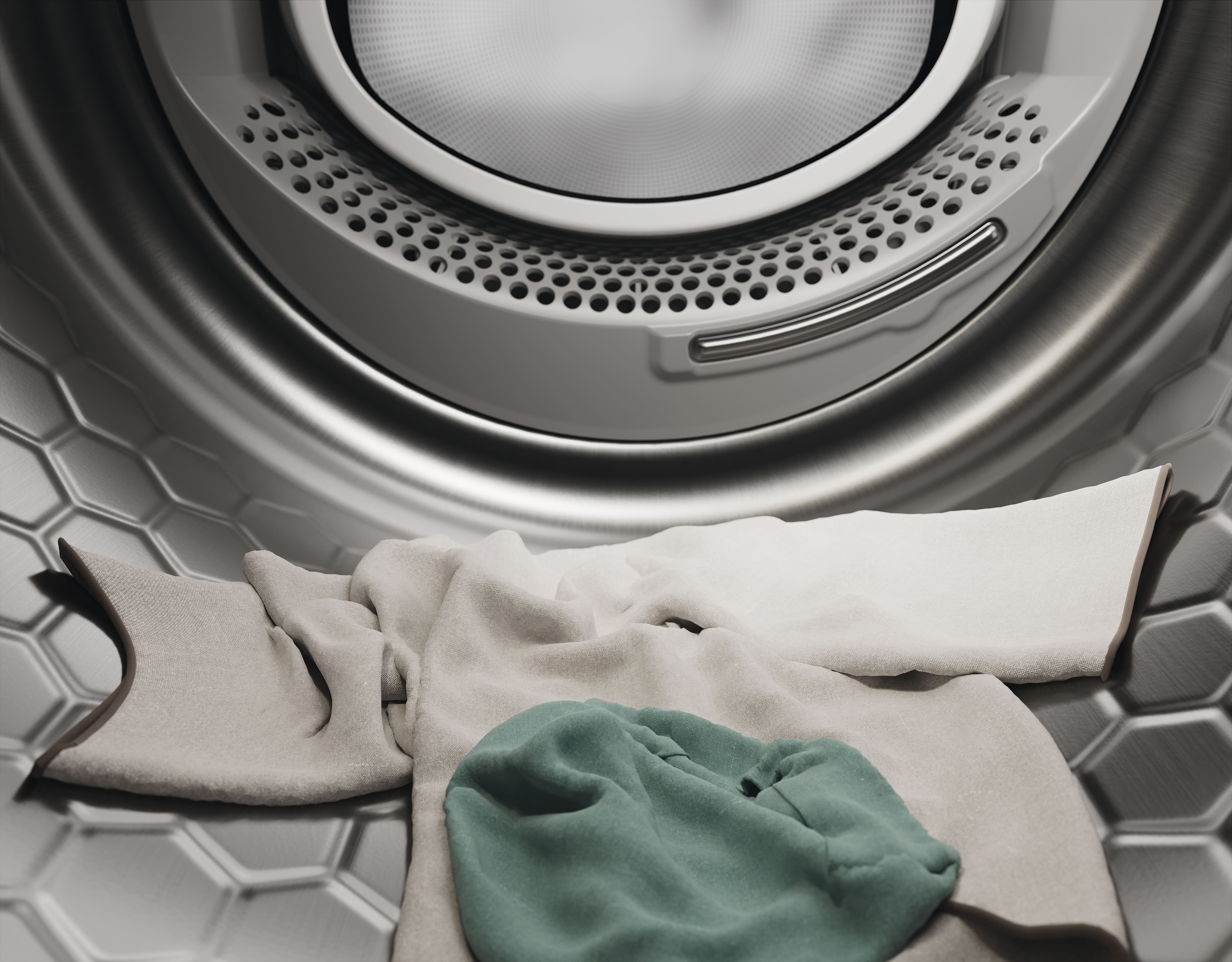 Steam caring of clothes in tumble dryer drum Steam caring of clothes in tumble dryer drum