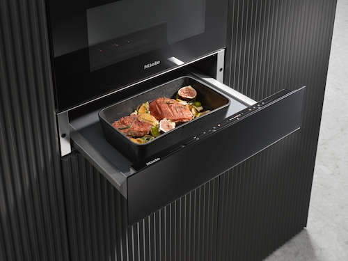 ESW 7010 Obsidian Black Gourmet Warming Drawer product photo Laydowns Back View L
