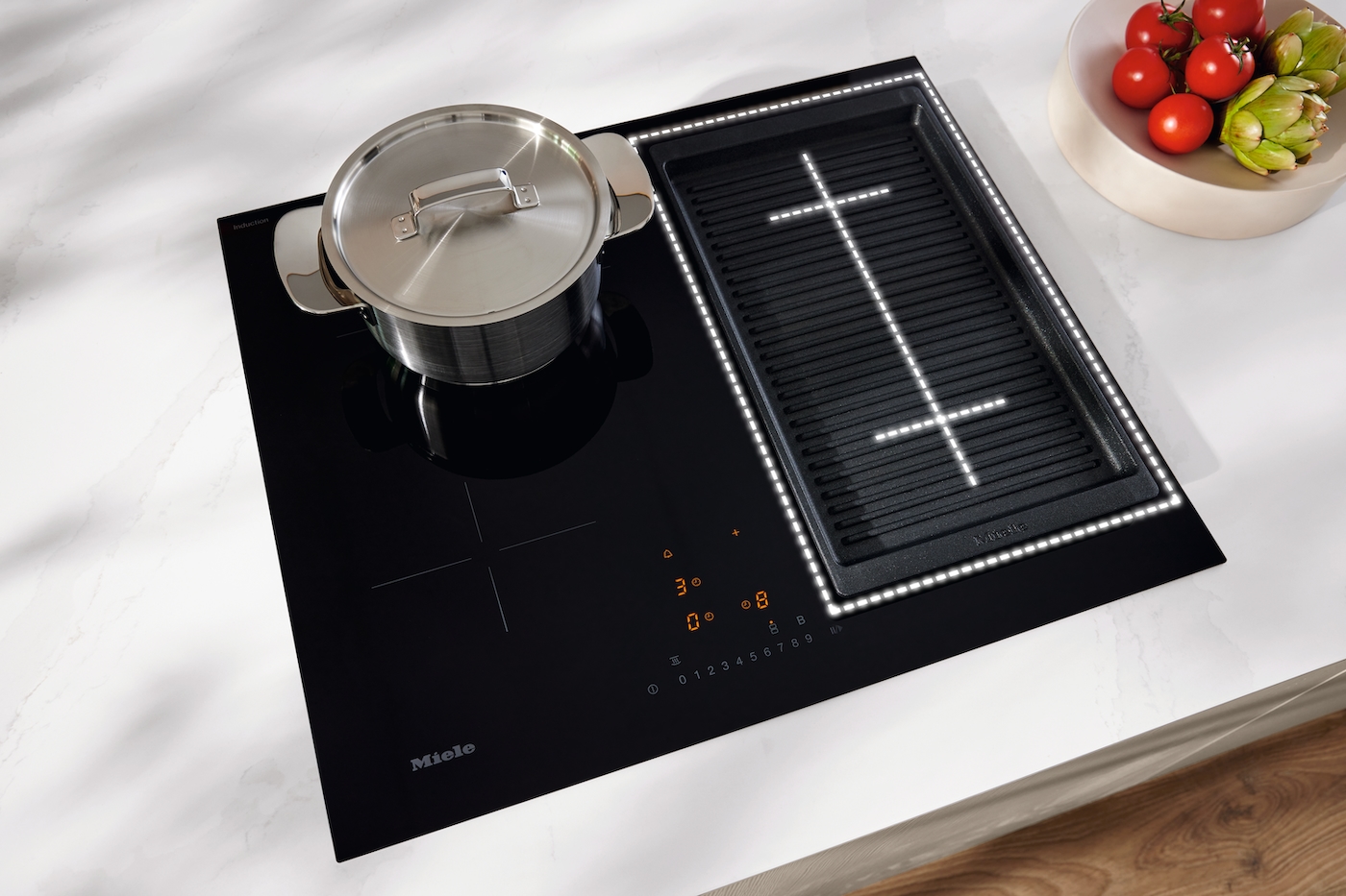 KM 7363 FL Induction Cooktop product photo Laydowns Back View ZOOM