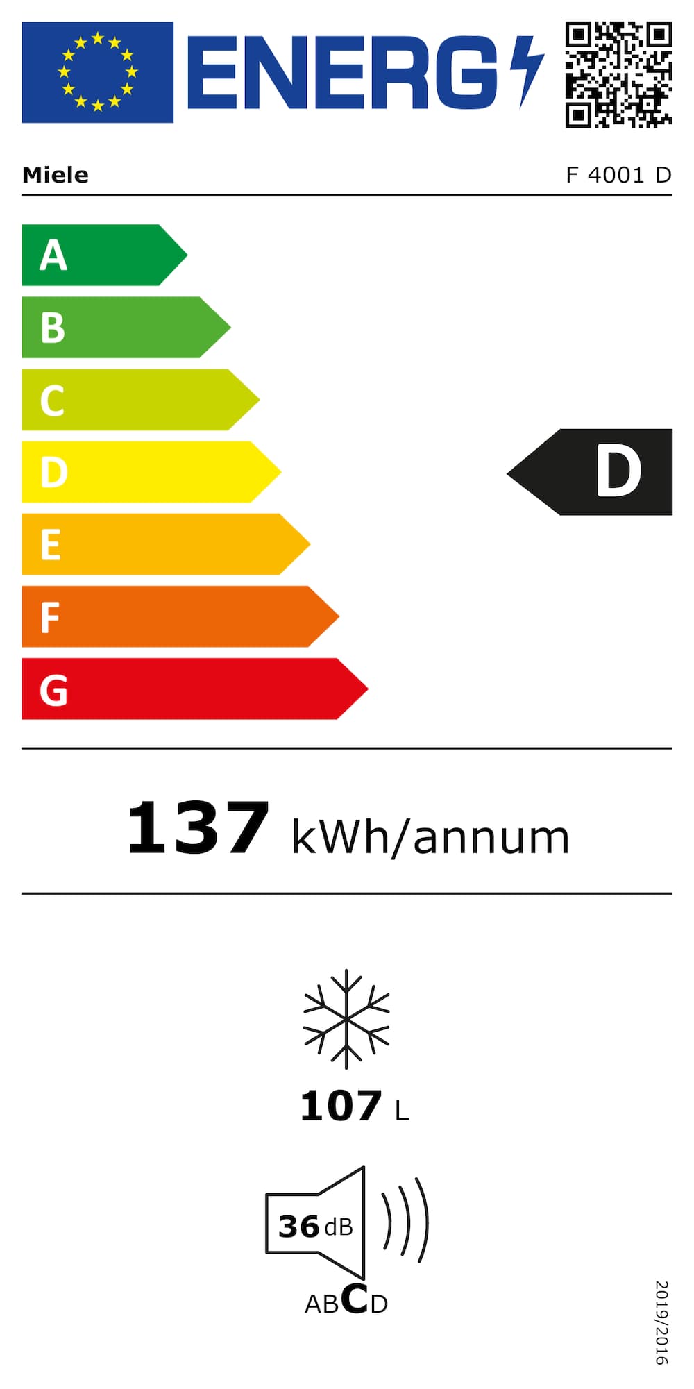Étiquette énergie F 4001 D Blanc