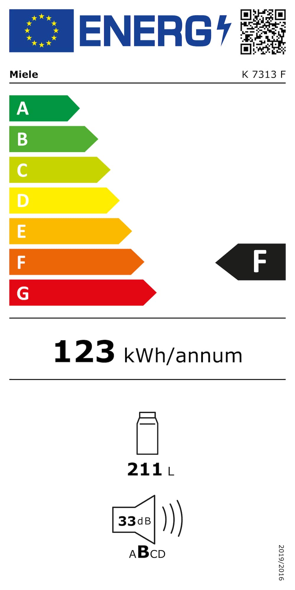 Étiquette énergie K 7313 F