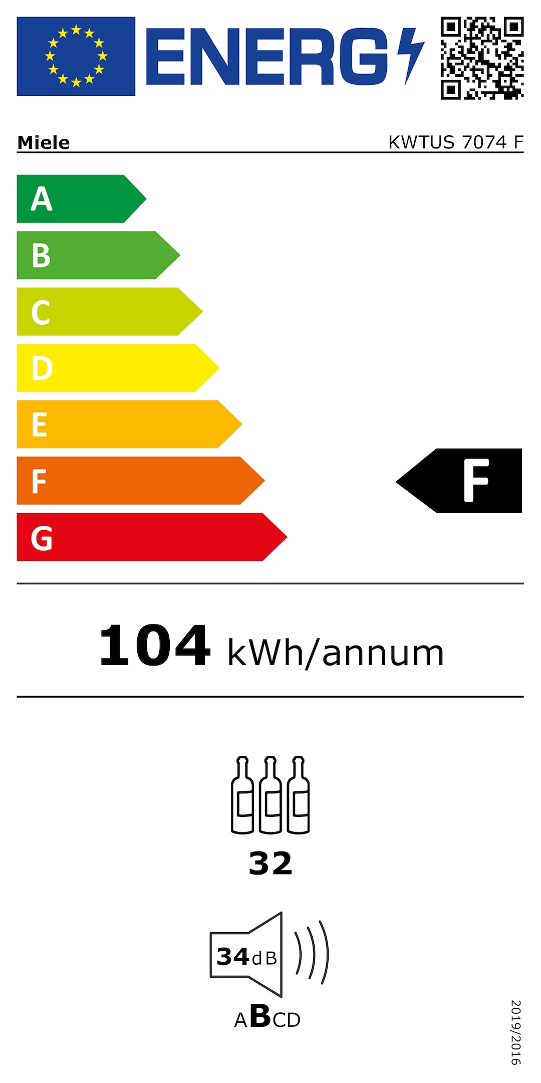 Energy label KWTUS 7074 F Obsidian Black glass