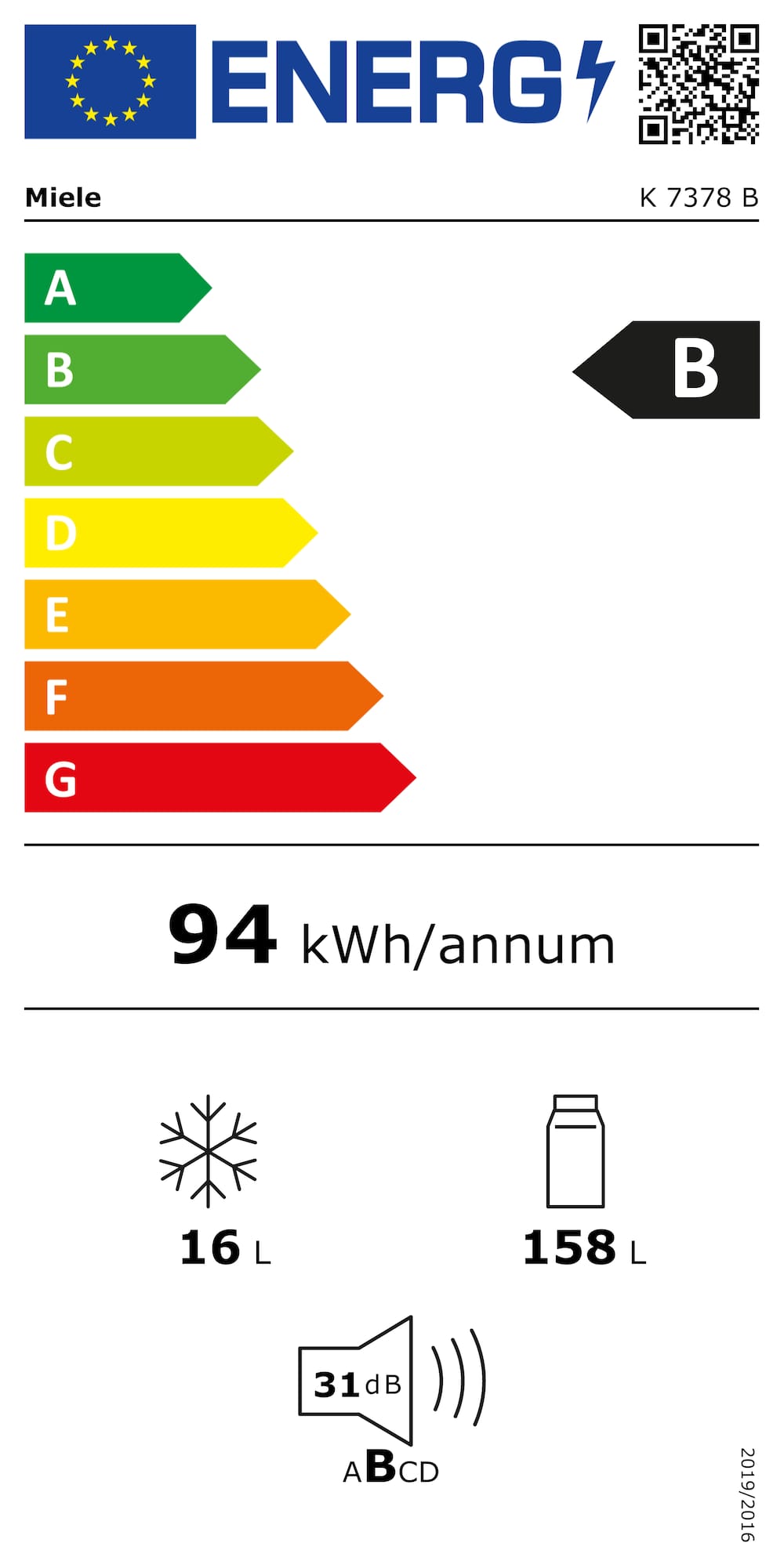 Étiquette énergie K 7378 B