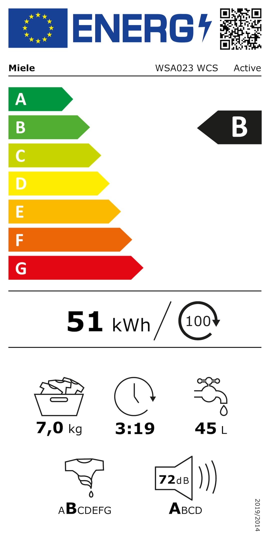 Etykieta energetyczna WSA023 WCS Active Biały lotos