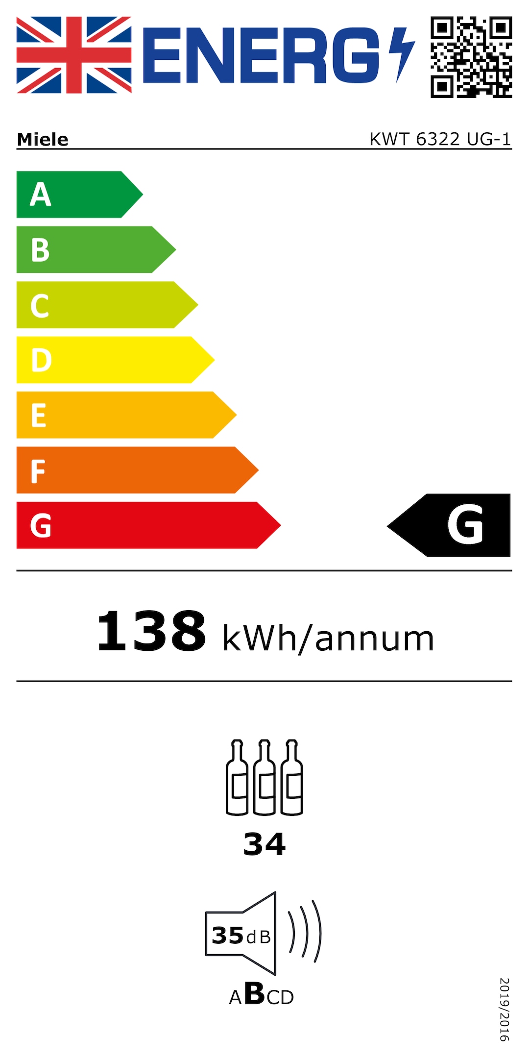 Energy label KWT 6322 UG-1 Glass door