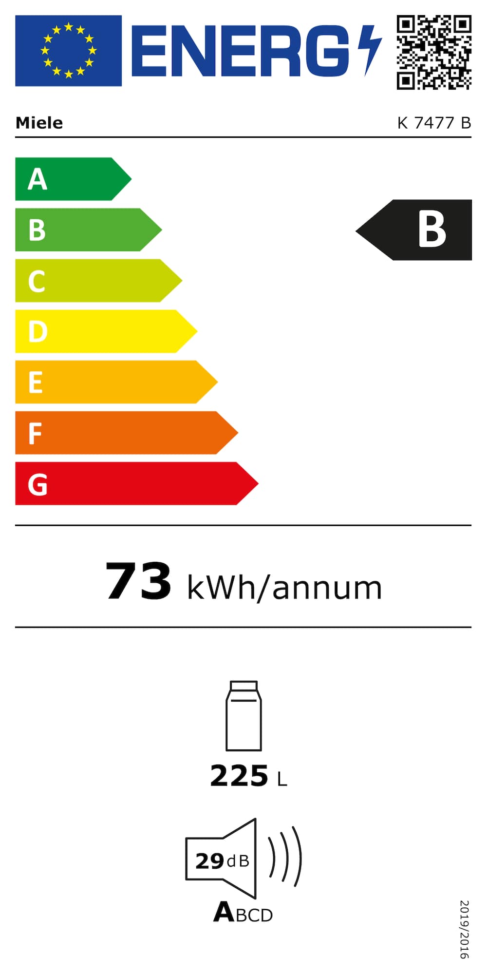 Étiquette énergie K 7477 B