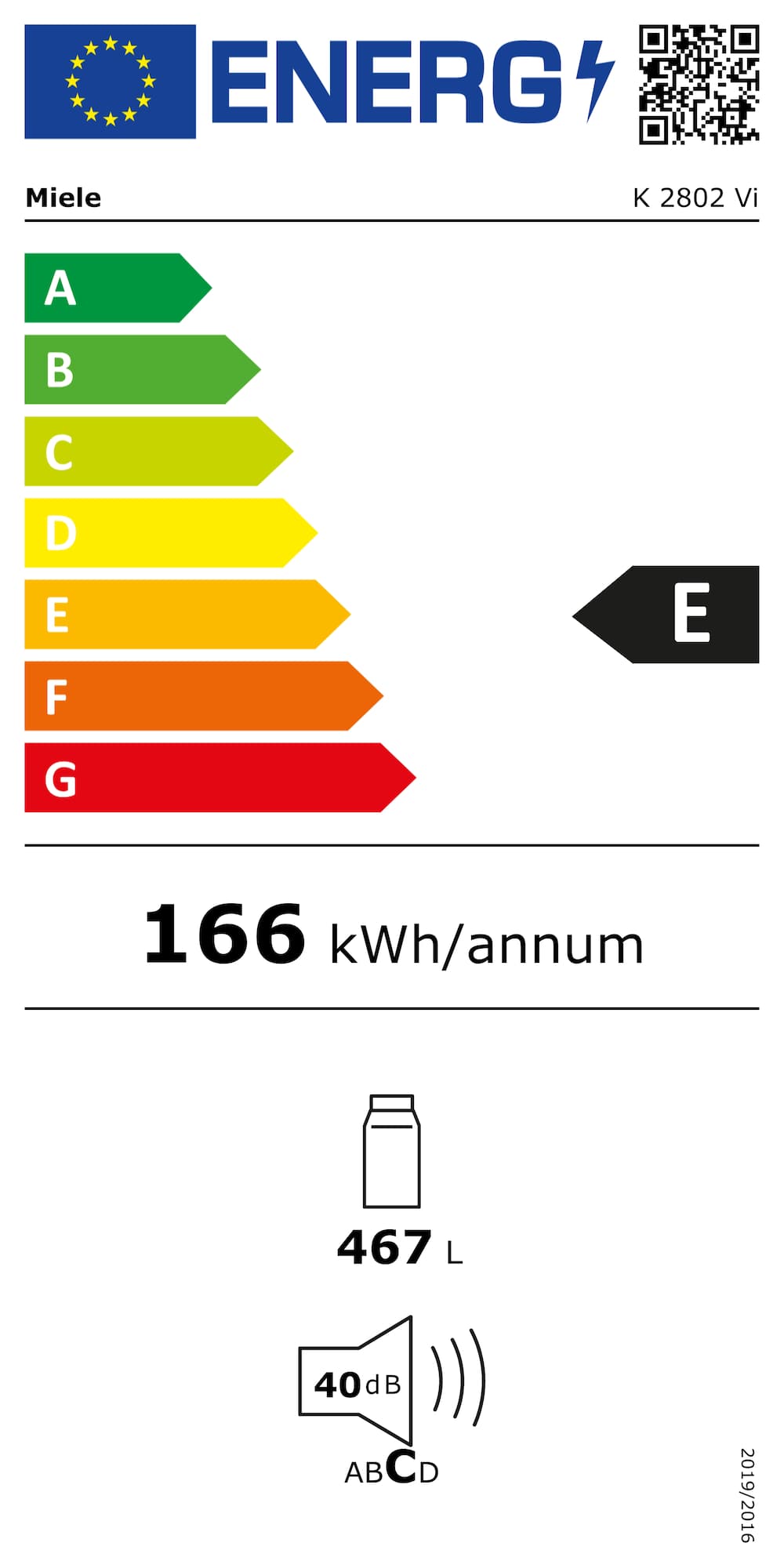 Étiquette énergie K 2802 Vi