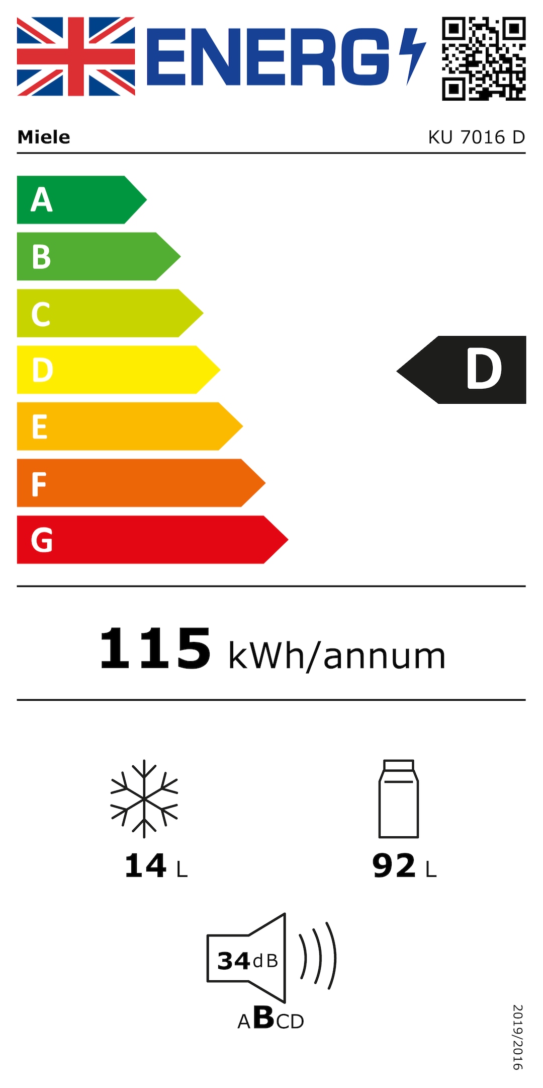 Energy label KU 7016 D