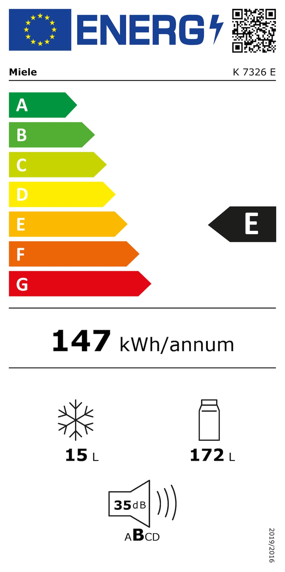 Étiquette énergie K 7326 E