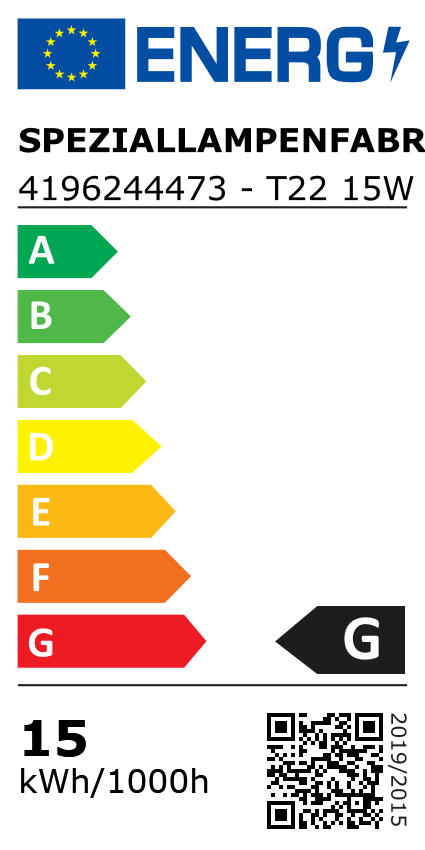 Energielabel Glühlampe 15W 230V E14 300Grad