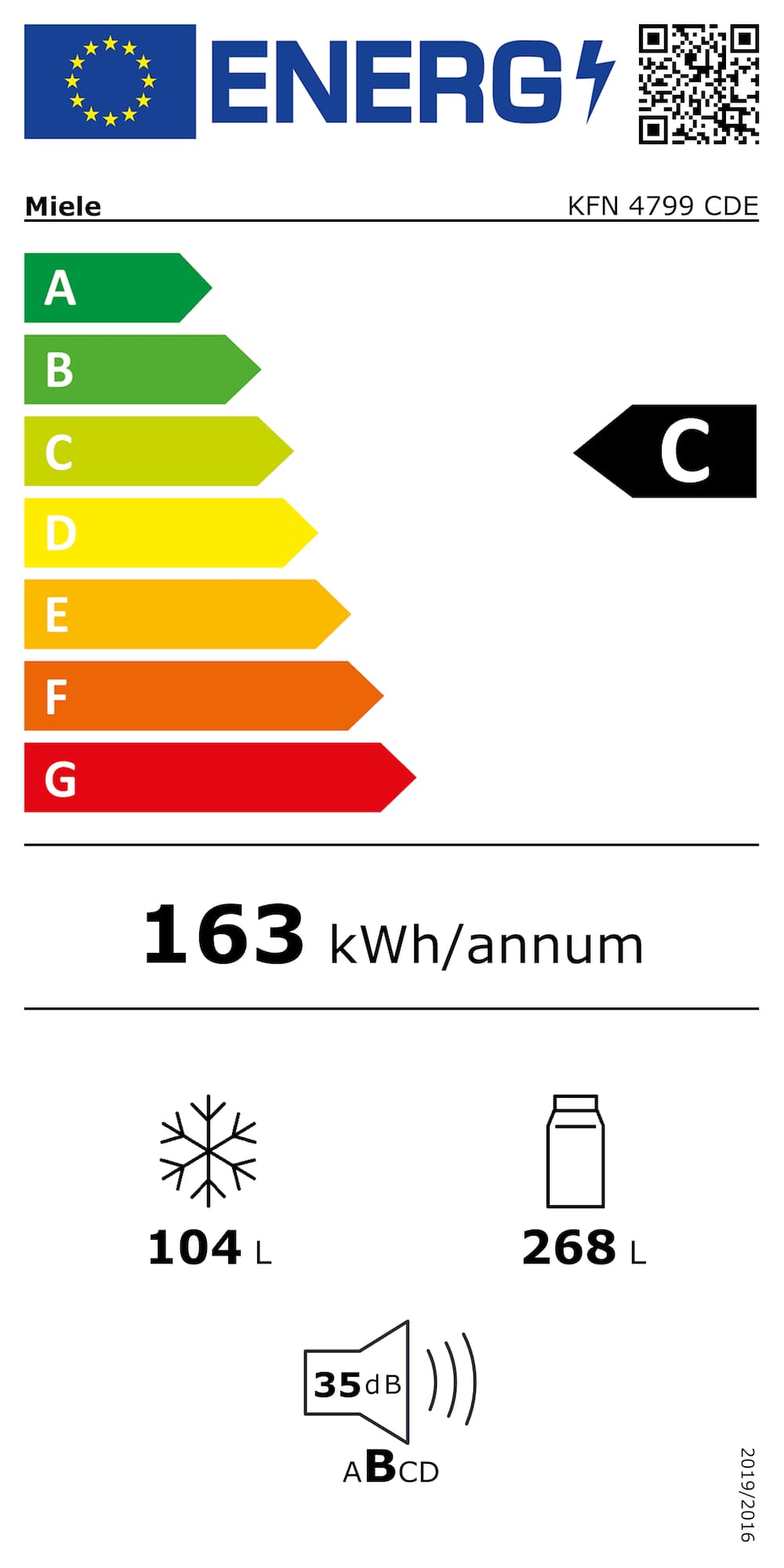 Étiquette énergie KFN 4799 CDE Inox CleanSteel
