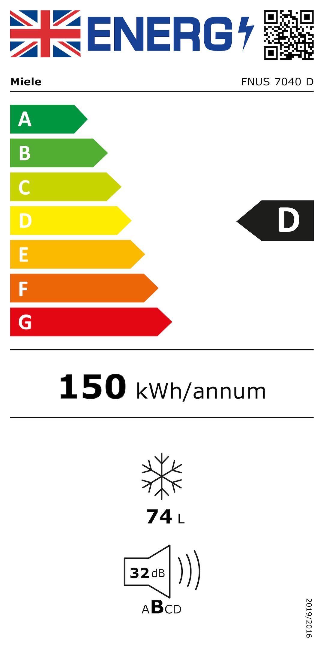 Energy label FNUS 7040 D