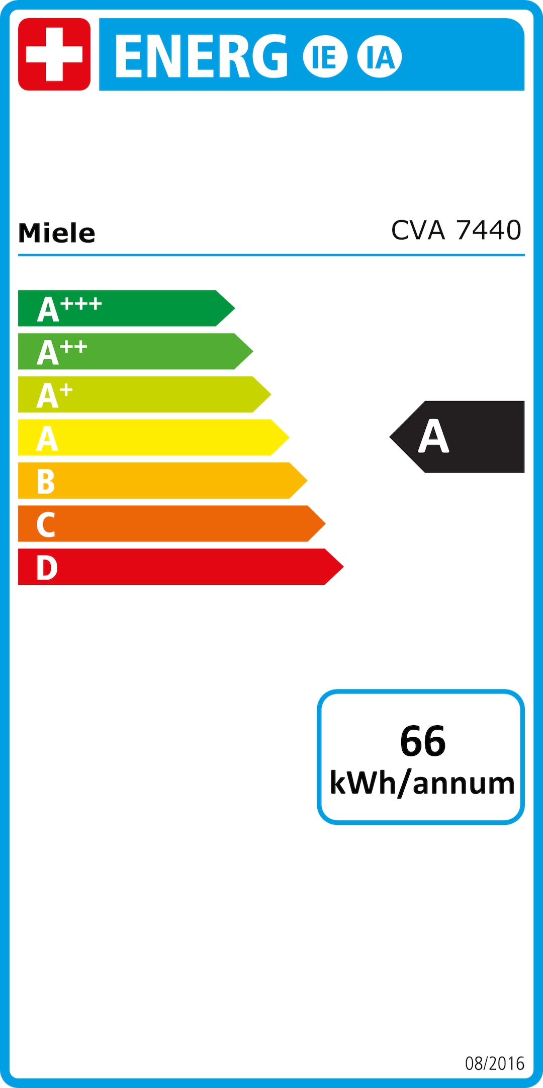 Étiquette énergie CVA 7440 Noir obsid.