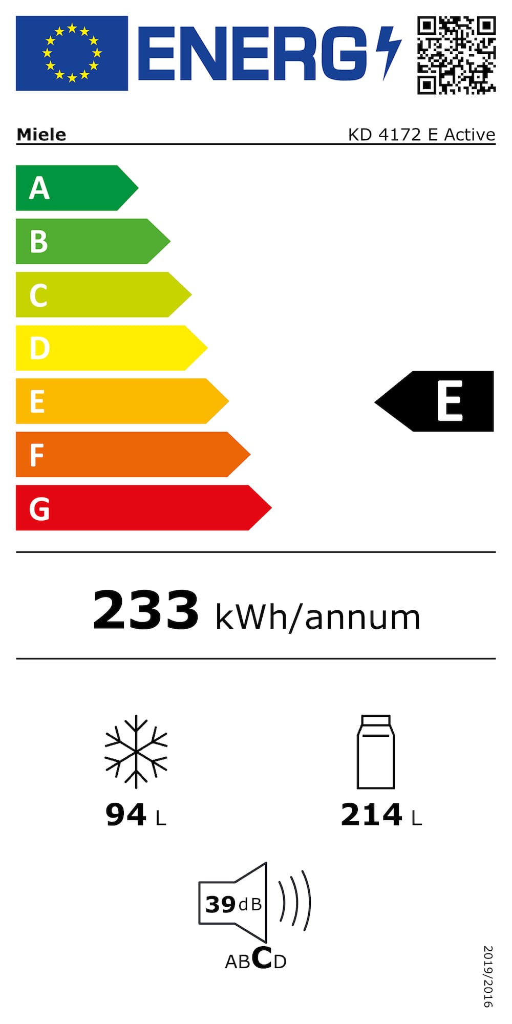 Étiquette énergie KD 4172 E Active Blanc