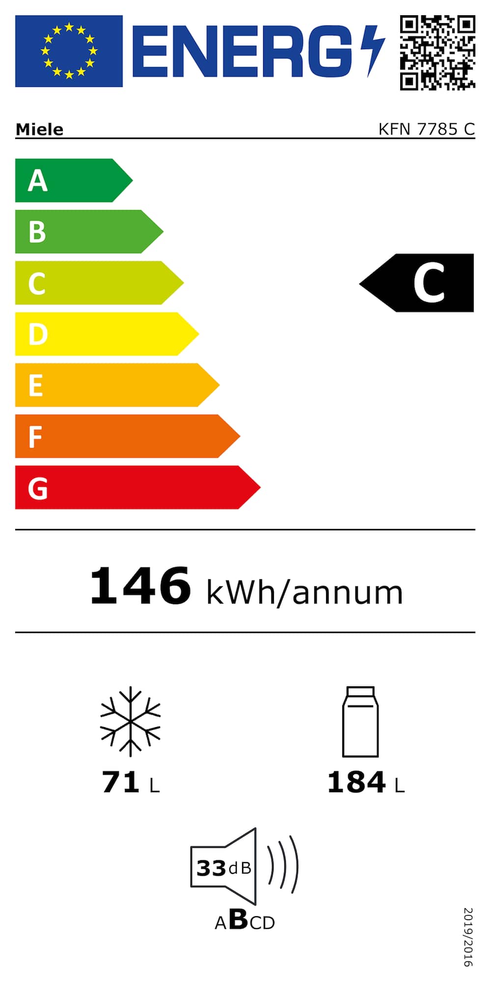 Étiquette énergie KFN 7785 C