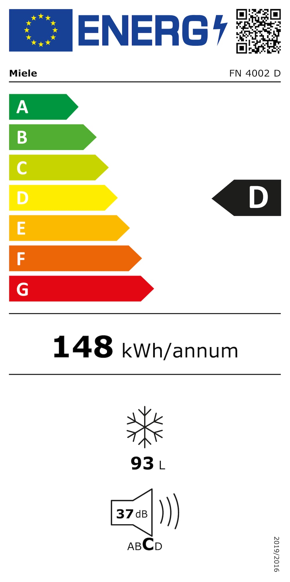 Étiquette énergie FN 4002 D Blanc