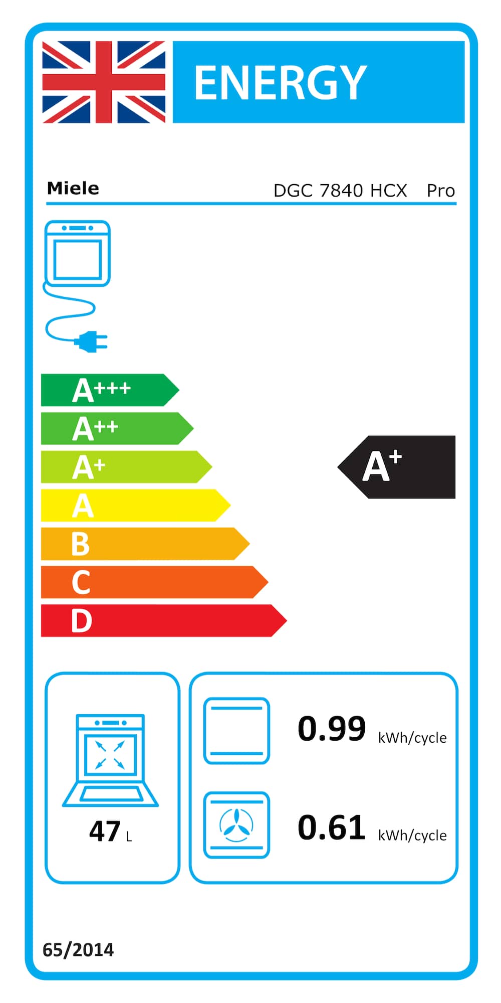 Energy label DGC 7840 HCX Pro Pearl beige