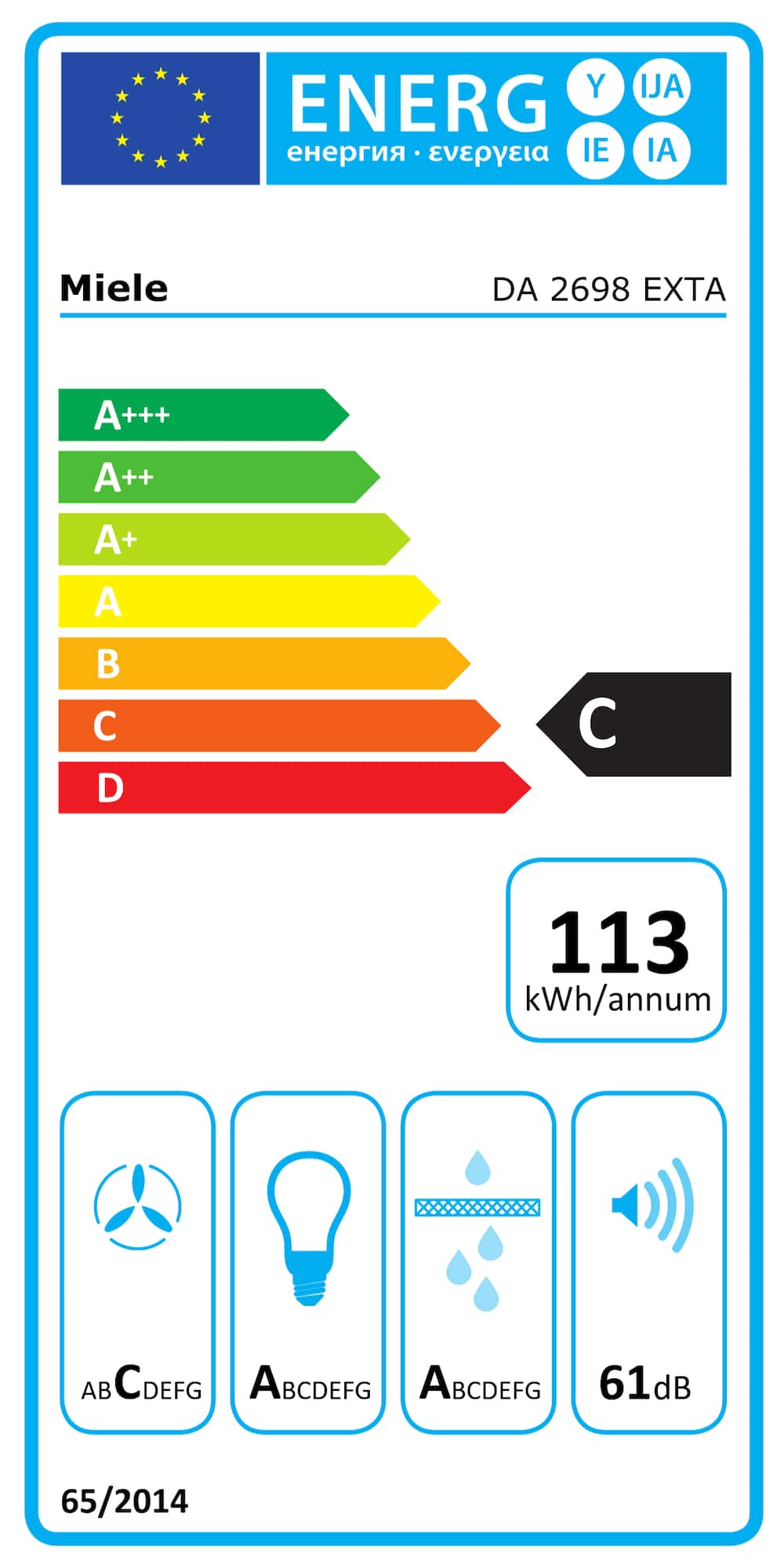 Étiquette énergie DA 2698 EXTA Inox