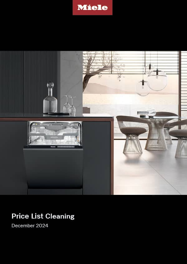 Miele Cleaning Price Book Cover with picture of dishwasher and Miele logo