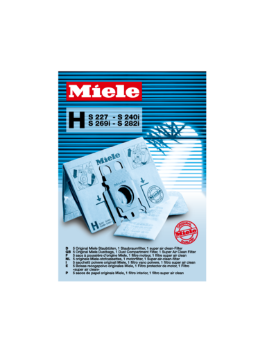 SB H Genuine Miele H dustbags product photo Front View L