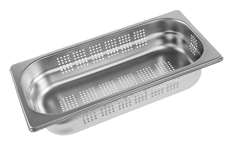 Perforated steam cooking containers