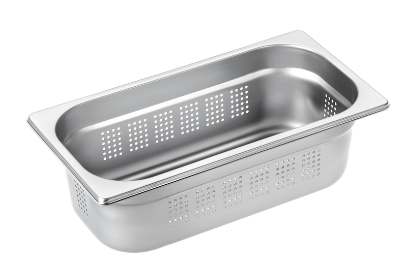 Perforated steam cooking containers