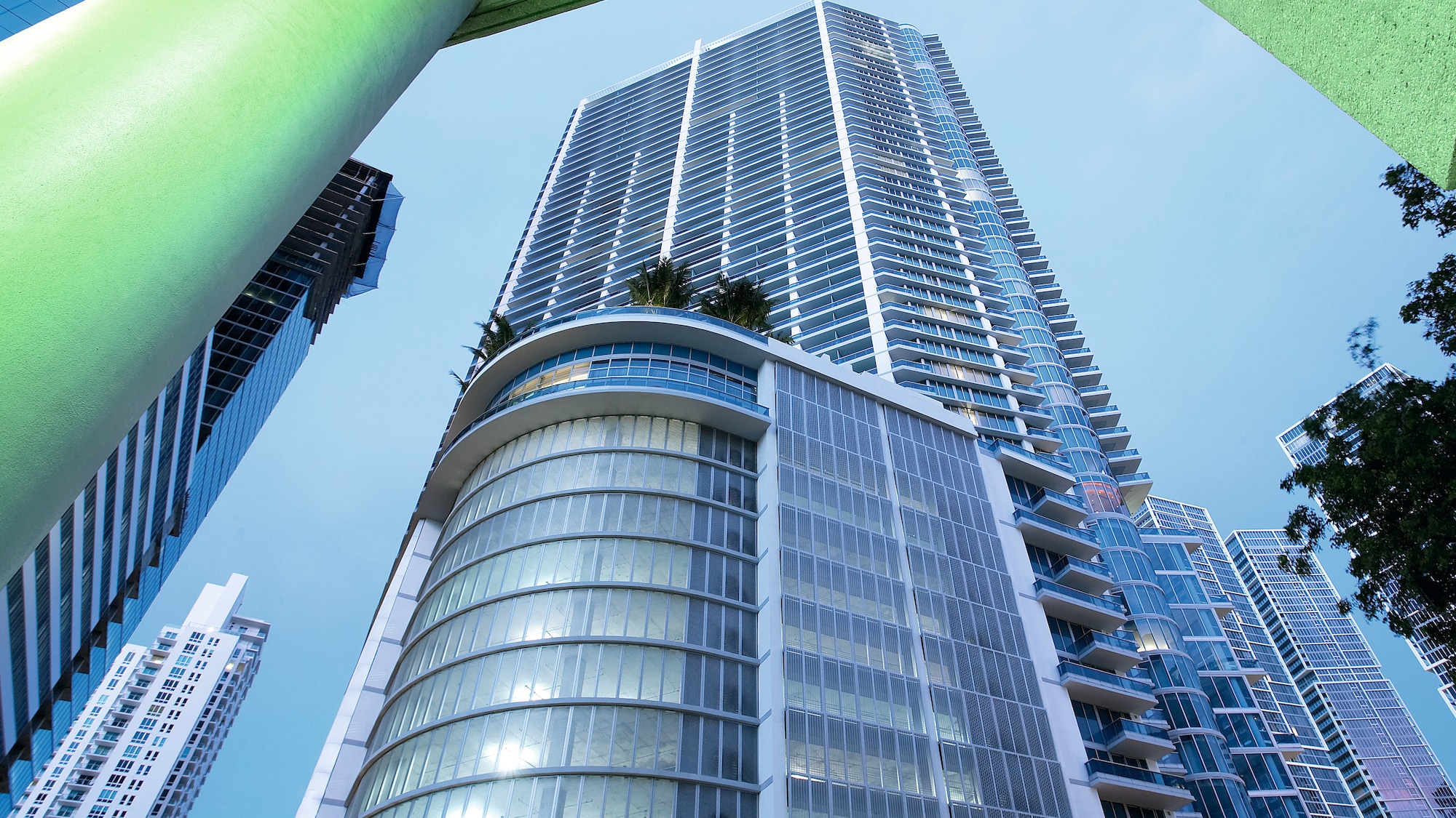 high rise building metallic front